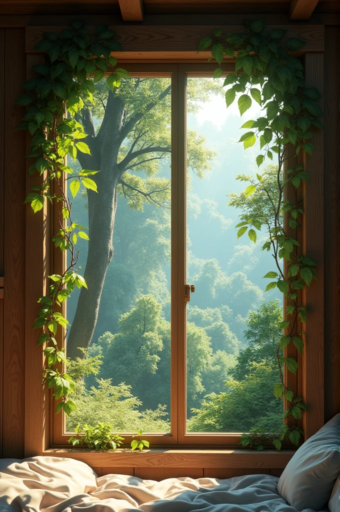 Bedroom window in the forest