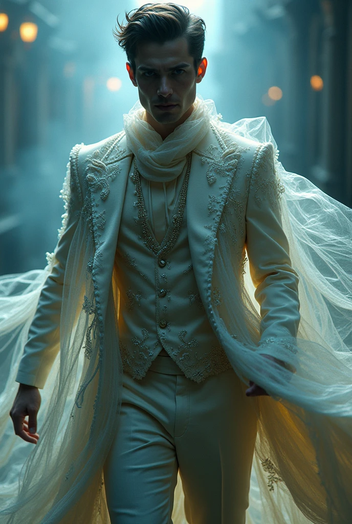 A man wearing stylish, beautiful clothes with a beautiful, melting transparency that no one can get close to.