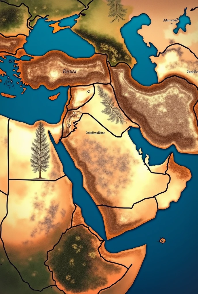 Persian empire & arab & roman empire map
