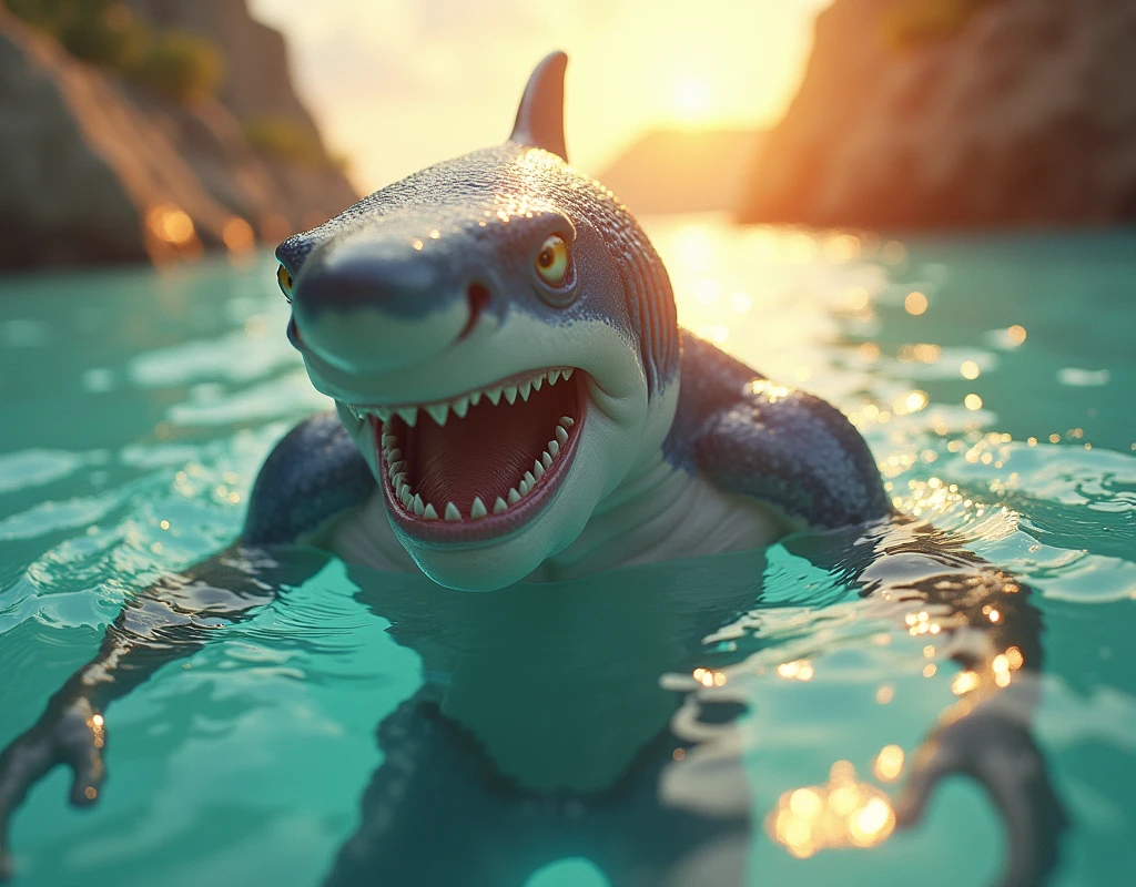 We need an image of a sharkboy highlighted sunlights