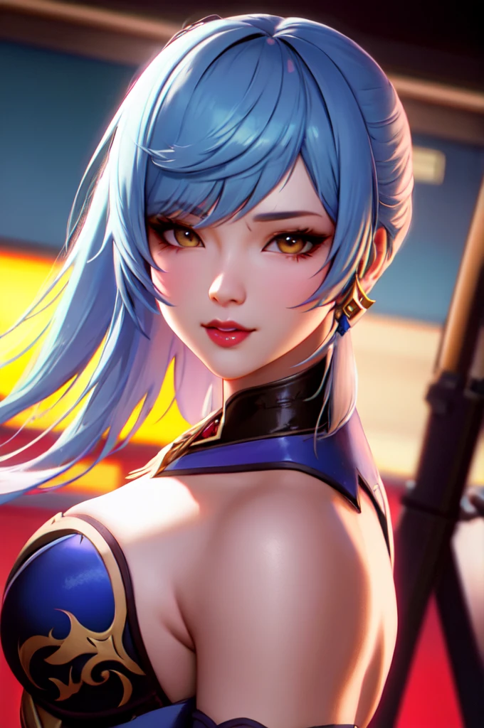 Medium close up of Yelan from Genshin Impact (mcu) , 8k artgerm bokeh, wojtek fus, ig model | artgerm, ross tran 8 k, by ruan jia and stanley artgerm, by Jason Chan, cinematic. by leng jun, by Yang J, yanjun chengt