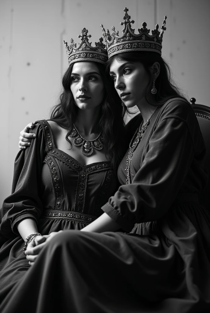 A black -white picture of a couple of king and queen and they are killed by someone with a gun