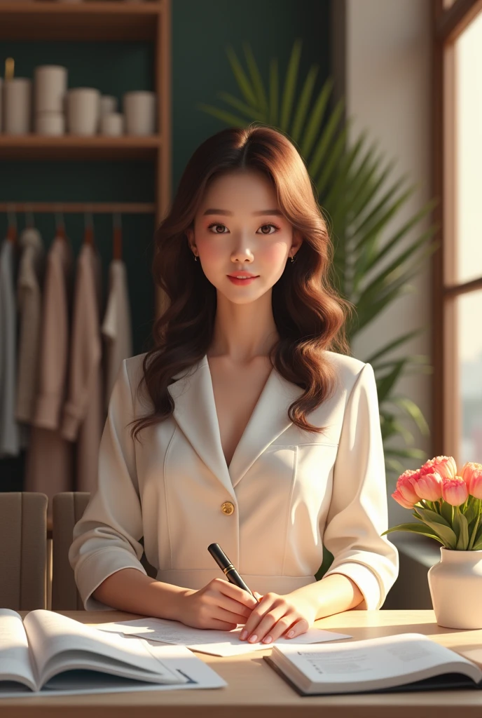 This 2 Korean beauty is a real go-getter. She's sharp, observant, and has a great sense of style. She's been running her own little fashion shop and is a total pro at managing and organizing. She's all about the details, whether it's at work or in her personal life. As she plans her wedding, she's making sure everything is perfect, down to the smallest detail.