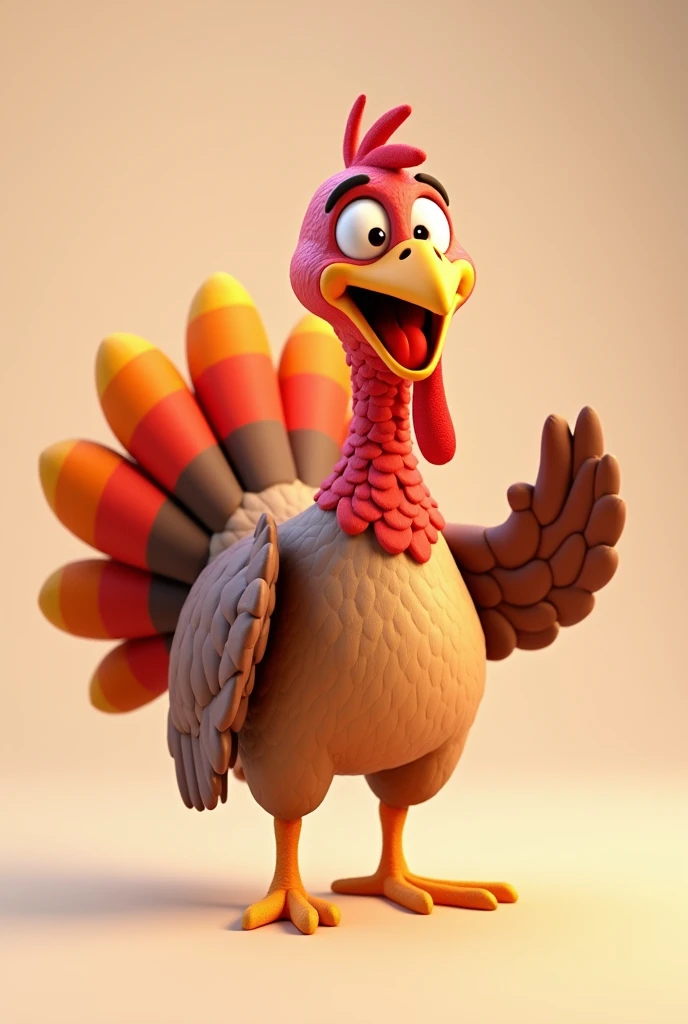 Create a 3d full hd turkey animal mascot