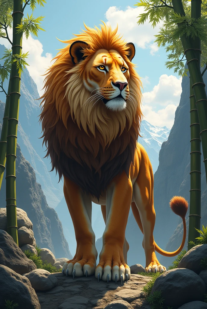 lion, Baekdu Mountain Tiger, enlargement, In the mountains, bamboo