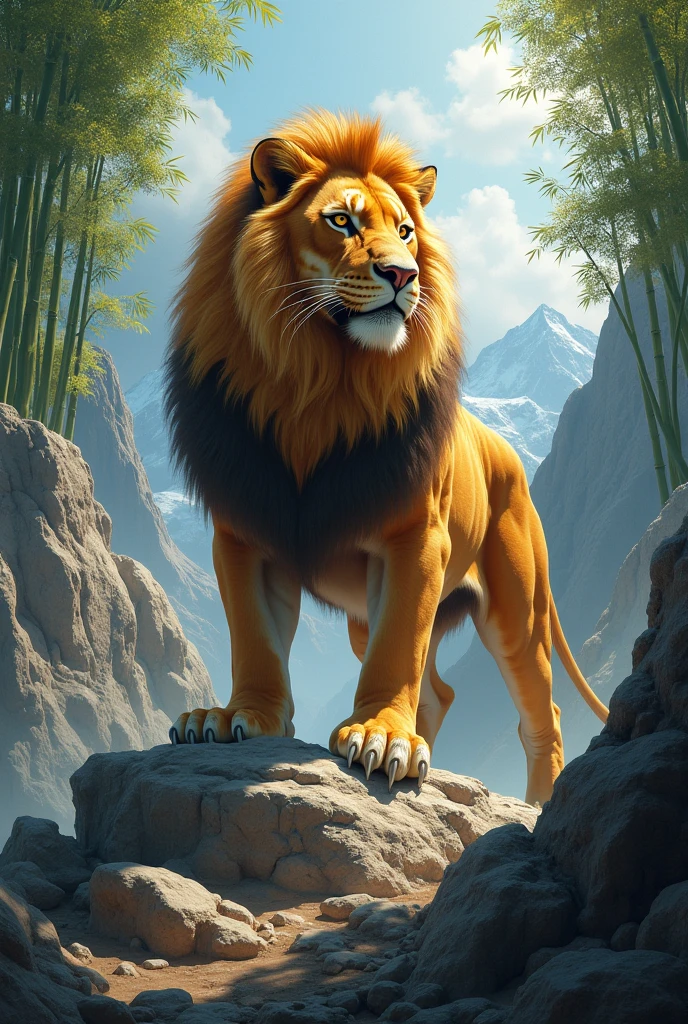 lion, Baekdu Mountain Tiger, enlargement, In the mountains, bamboo