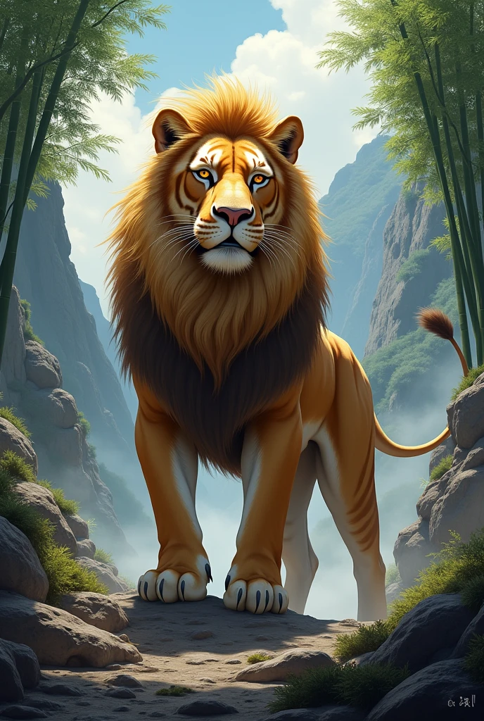lion, Baekdu Mountain Tiger, enlargement, In the mountains, bamboo