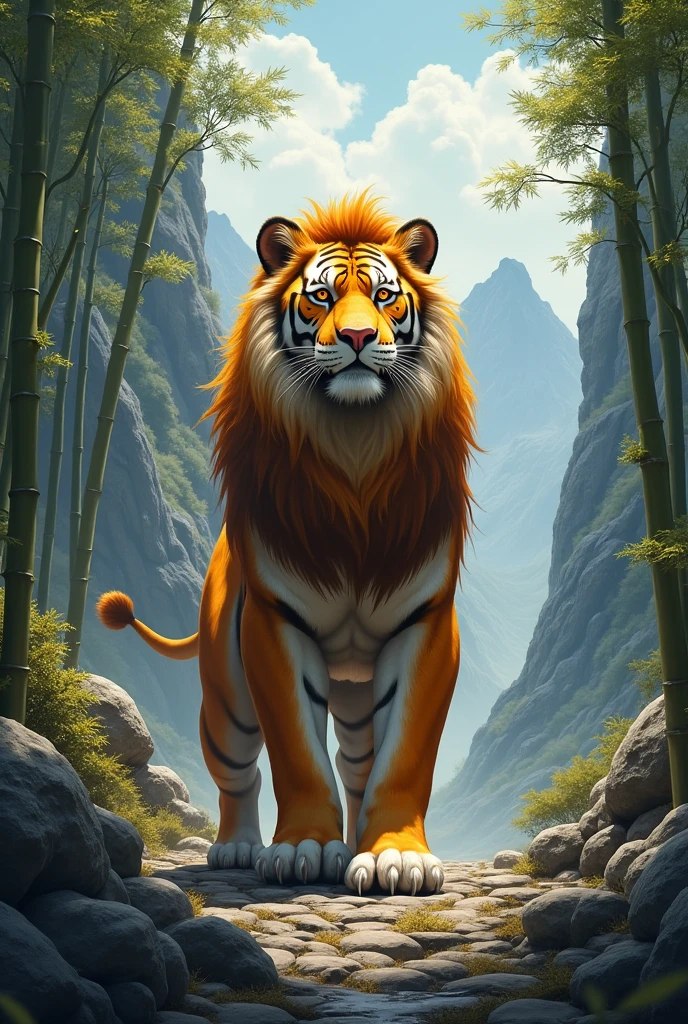 lion, Baekdu Mountain Tiger, enlargement, In the mountains, bamboo