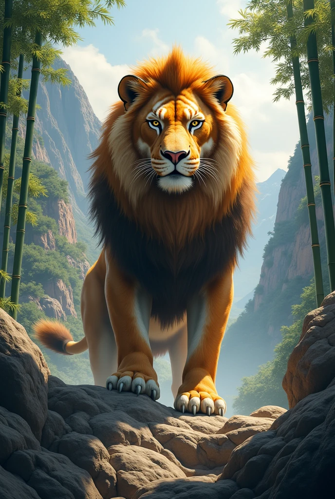 lion, Baekdu Mountain Tiger, enlargement, In the mountains, bamboo