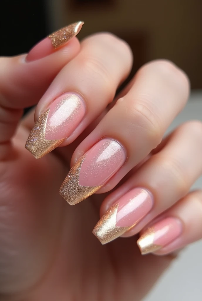 Make me nails that are pink and gold and inspired by luxury