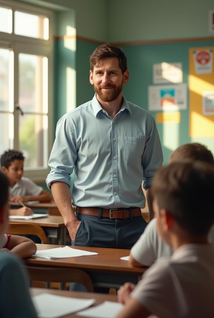 Messi as a school teacher.
