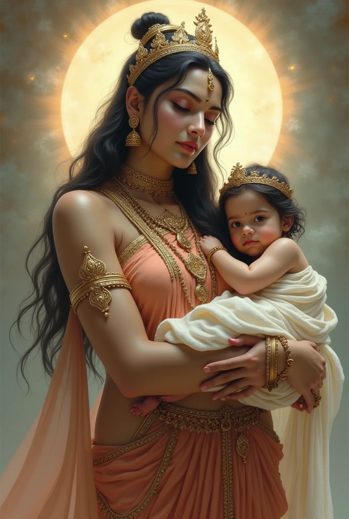 Goddess Parvati devi holding girl
