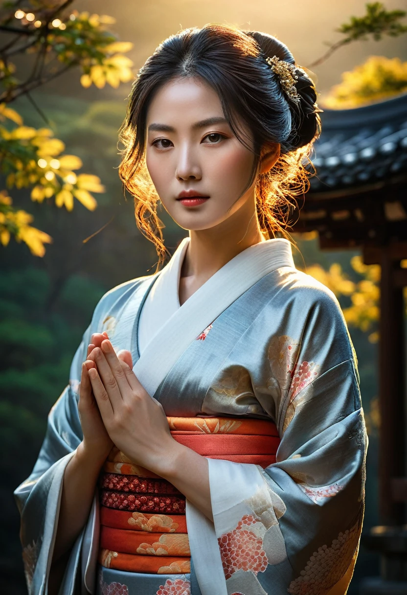 Komachi, the kimono-clad lady idol genius, stands once again in an ancient shrine bathed in the warm light of the setting sun. Clutching the amulet to his chest, he has a look of gratitude and peace on his face. The shrine and the surrounding landscape are peaceful, and the gentle sunlight shining through the clouds symbolizes a new beginning. The composition captures both the growth of the lady idol genius Komachi and the serene beauty of his village, now at peace. Fine Detail High Definition, 8k, Realistic, Ultra-Detailed, Dramatic Lighting, Soft Focus, Digital Illustration, Intense Expression, Strong Gaze, Intense Emotion, Complex Mechanics, Advanced Technology, Dark Background, Cinematic, High Contrast, Sullen, Strict, Atmosphere, (Best Picture Quality, 4k, 8k, High Definition Masterpiece: 1. 2), Ultra-Detailed, (Realistic, Graphic, Photorealistic: 1.37) -- No Glass

Translated with DeepL.com (free version)
