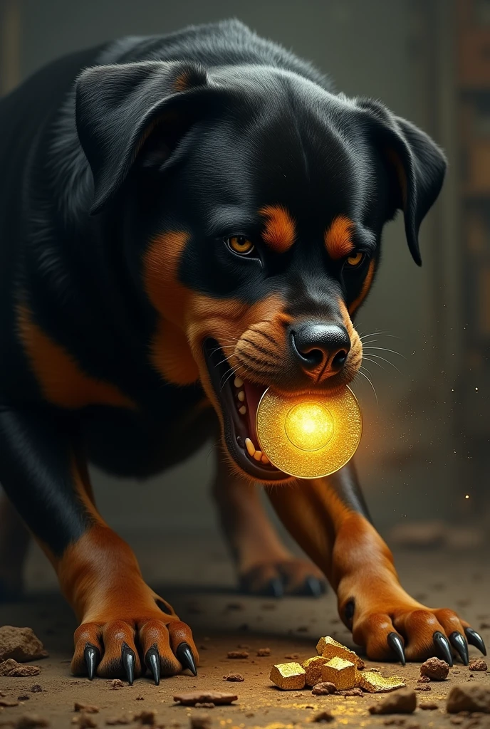 A Rottweiler Biting Golden