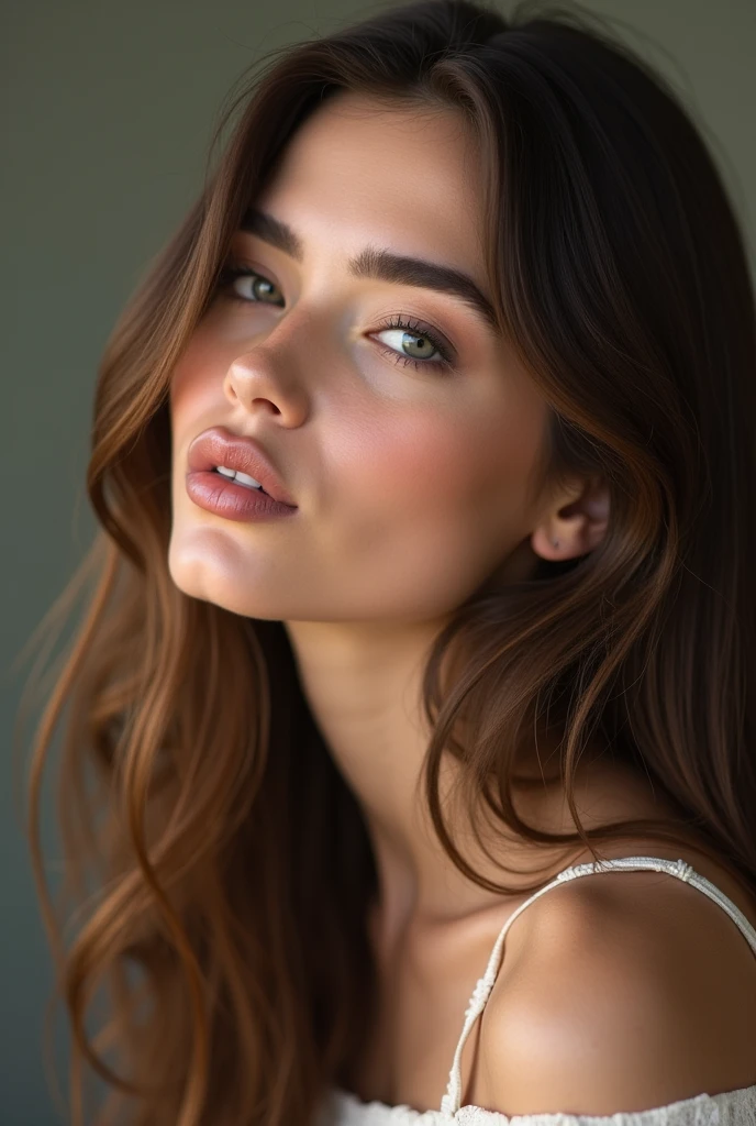 femme arafée aux longs cheveux bruns soufflant un baiser sur ses lèvres, Lucy Hale, lèvres charnues, Image de profil, acquiesça, petit visage en forme de coeur, Hailee Steinfeld, jolie moue, , coeur en forme de visage, Dua Lipa, elle a un joli visage, Kat Dennings, Isabelle Moner, lèvres boudeuses,