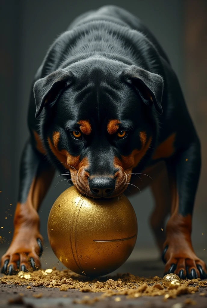 A Rottweiler Biting Golden