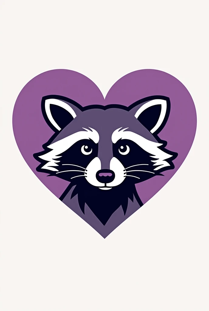 (purple heart and raccoon head:1.1), tattoo art, minimalist, logo design, vector design, vector art, center, (bright Eyes:1.1), flat color, Line art, Hard scheme, high quality, high detailed,