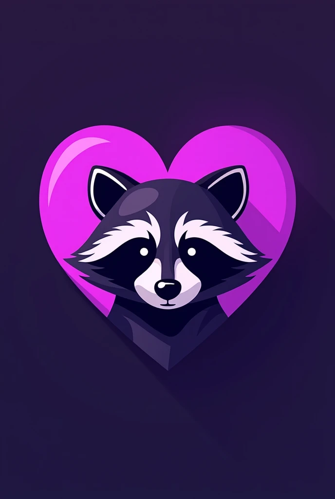 (purple heart and raccoon head:1.1), tattoo art, minimalist, logo design, vector design, vector art, center, flat color, luz synthwave, Line art, Hard scheme, high quality, high detailed,