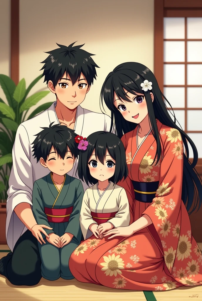 anime family black hair