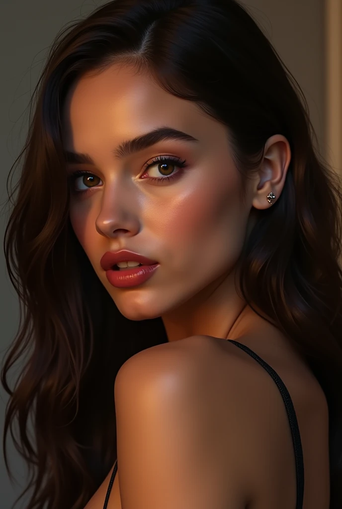 femme arafée aux longs cheveux bruns, Lucy Hale, lèvres charnues, Image de profil, acquiesça, lécher, petit visage en forme de coeur, Hailee Steinfeld, jolie moue, coeur en forme de visage, Dua Lipa, elle a un joli visage, Kat Dennings, Isabelle Moner, lèvres boudeuses, magnifique sourire