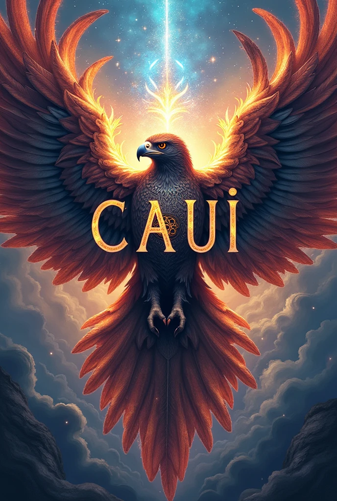 An image with the name Cauã and containing hawk wings to color