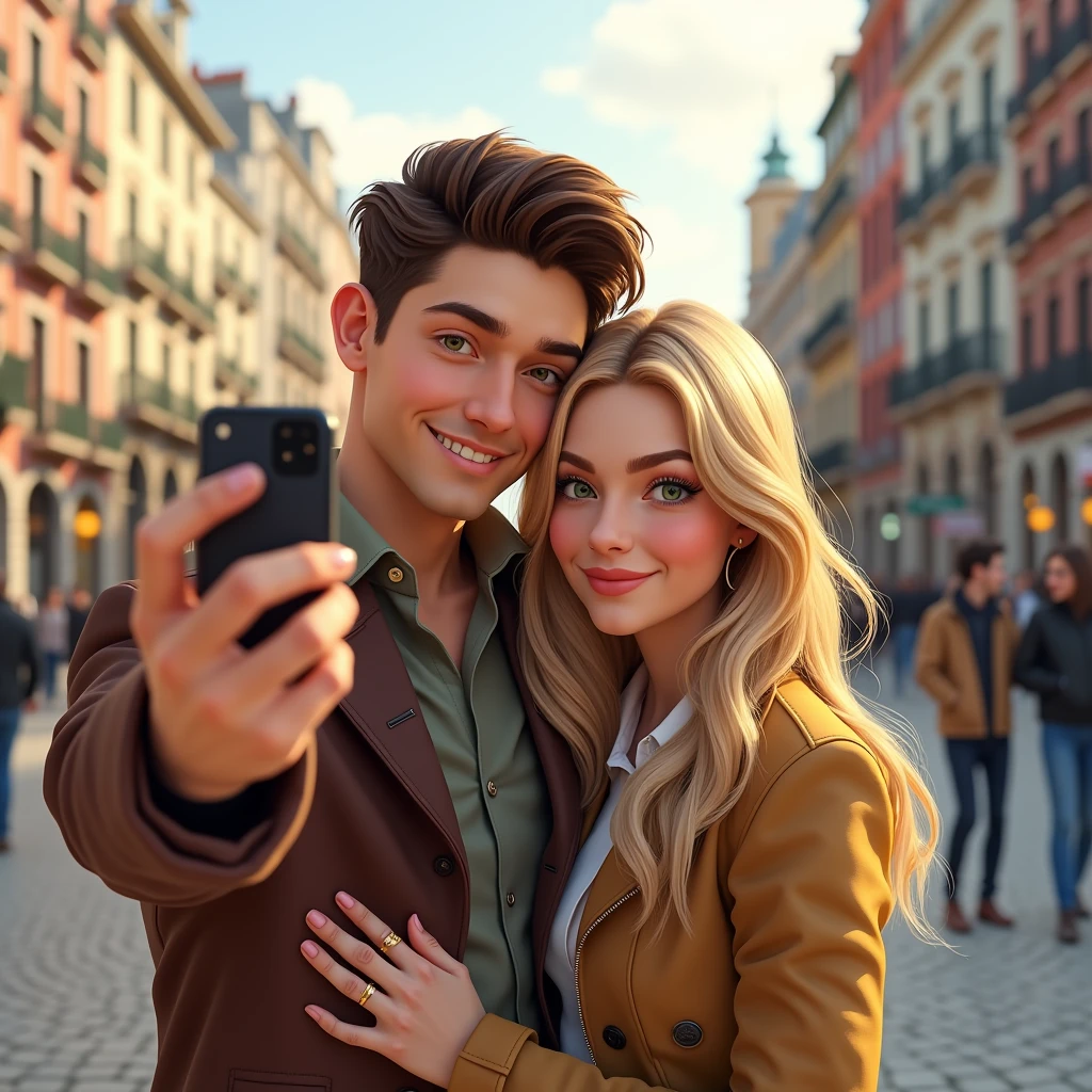 they are posing for a picture together in front of a wall, profile image, artgerma and greg rutkowski, 8k selfie photograph, kate oleska and jim kay, happy couple, portrait of two people, selfie photo, couple portrait, selfie, couples portrait, profile pic, profile picture, very very happy!, millaise and greg rutkowski