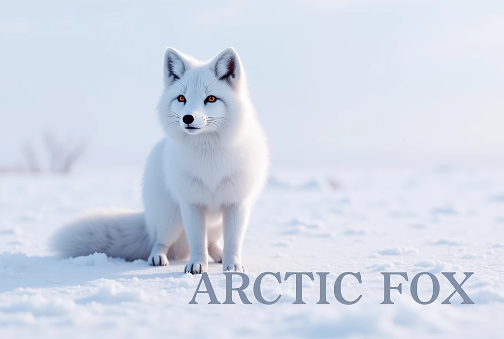 Arctic fox, standing in the snow, its pure white fur sparkling in the morning sun, a beautiful world, a poster for a documentary film, with the words "arctic fox" written in large letters on the screen, ((masterpiece, highest quality, Highest image quality, High resolution, photorealistic, Raw photo, 8K)), ((Extremely detailed CG unified 8k wallpaper)),