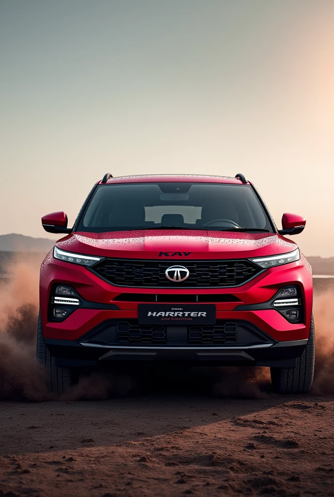 Tata harrier red dark addition covered with red colour clothes outdoor 