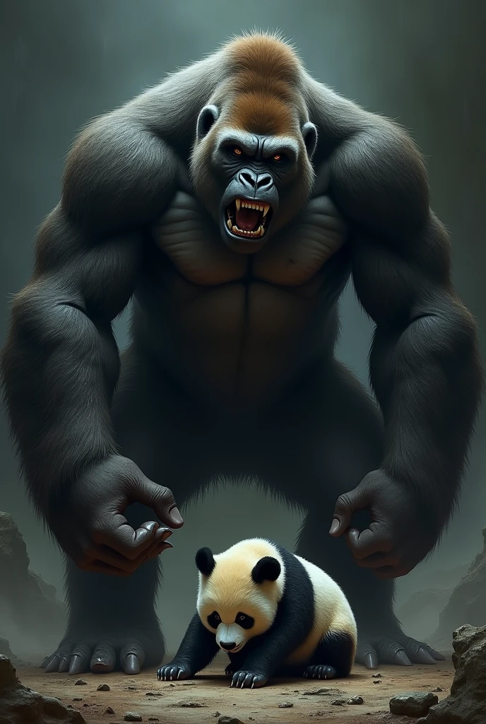 I want one of the gorilla stepping on a panda