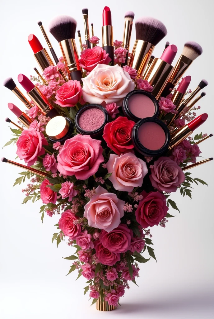 the huge BOUQUET should contain make-up products MOST BRUSHES THAT ARE ALREADY PACKED IN THE BOXES