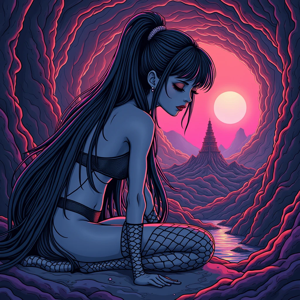 (masterpiece:1.2),(Highest quality),(Super detailed),(Ultra-high resolution),(Best illustrations),8k,wallpaper, sexy background ,psychedelic,Vector art,Layered textures,progressive,pop,sf,cyber punk,Super sexy:2.0