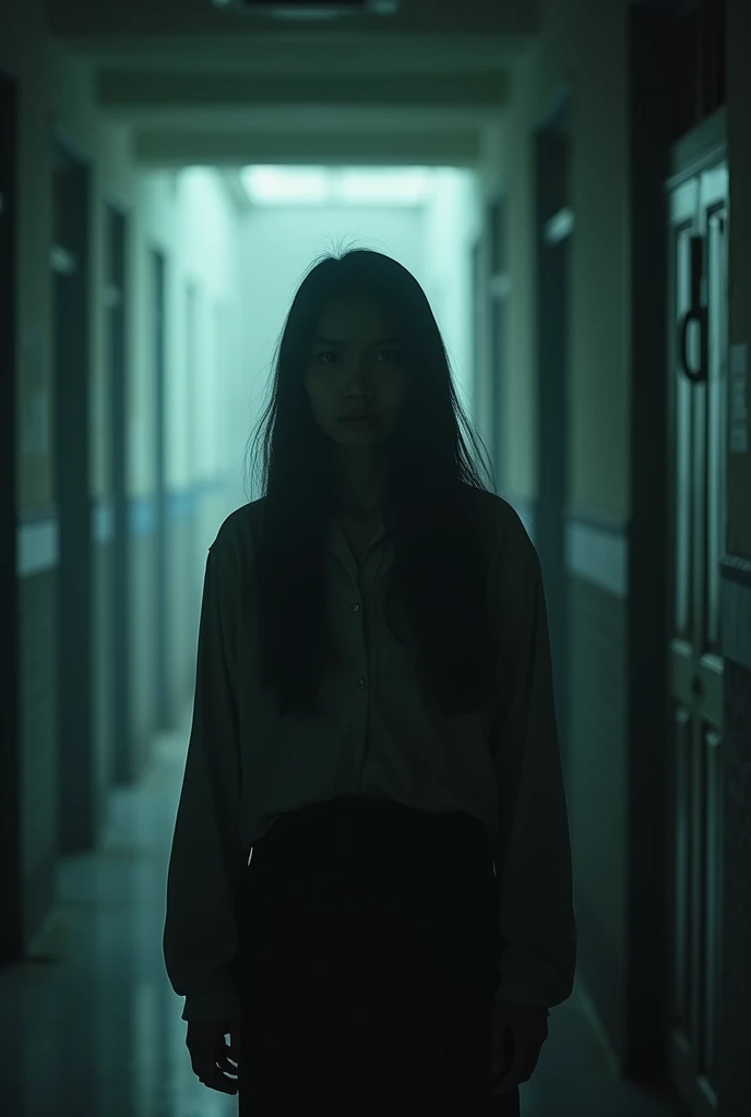 Scary old picture of Thai student in creepy drak spot of university that Blurred and can't see clearly