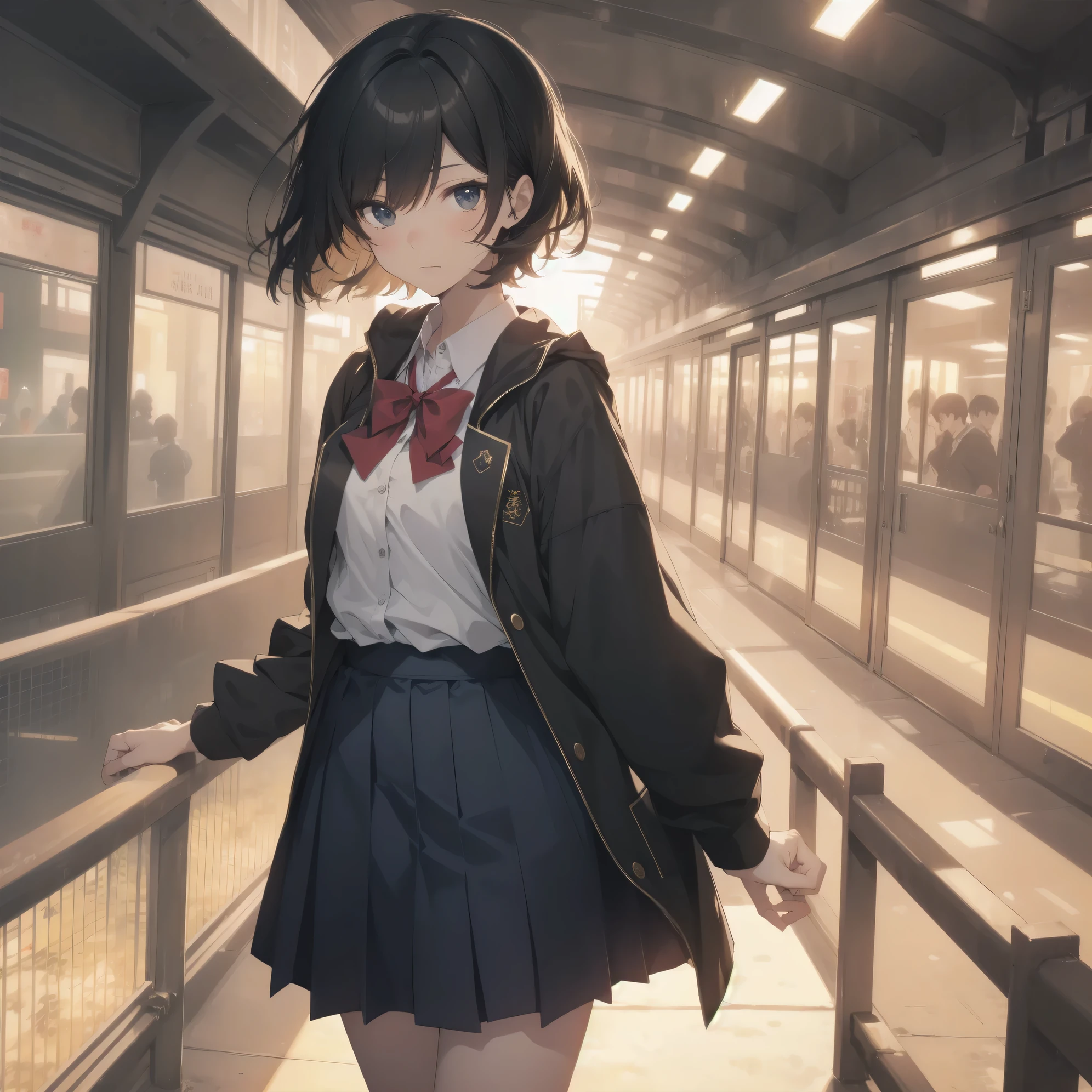 ultra-absurdres-Top quality by artist God, ultra-detailed, high resolution, anime moe artstyle, best anime 8k konachan wallpaper, pixiv contest winner, pool:2810, perfect anatomy,break, 1girl, (Please draw a girl walking sleepily to school alone. )break,(Solo,little female,15yo:1.3),Full limbs, complete fingers,a , (very short hair), short cut, flat chest, , small butt, small black eyes, beautiful detailed eyes, well-proportioned iris and pupils, expressive eyes, highres detailed hair, soft expression, salor school_uniform, sailor collar, serahuku, bow, pleated skirt,(Detailed Lighting), (Detailed background), in the School commute route. break,super detailed skin, Best cinematic lighting powered by famous artist, 8k,beauty illustration,photoshop_(medium),very aesthetic,break,((artist:mery_(yangmalgage) )), artist:clamp ,artist:carnelian ,artist:kantoku ,
