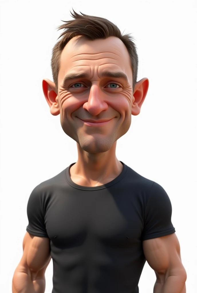 A caricature of Daniel Craig's half body, 3d shading, white background