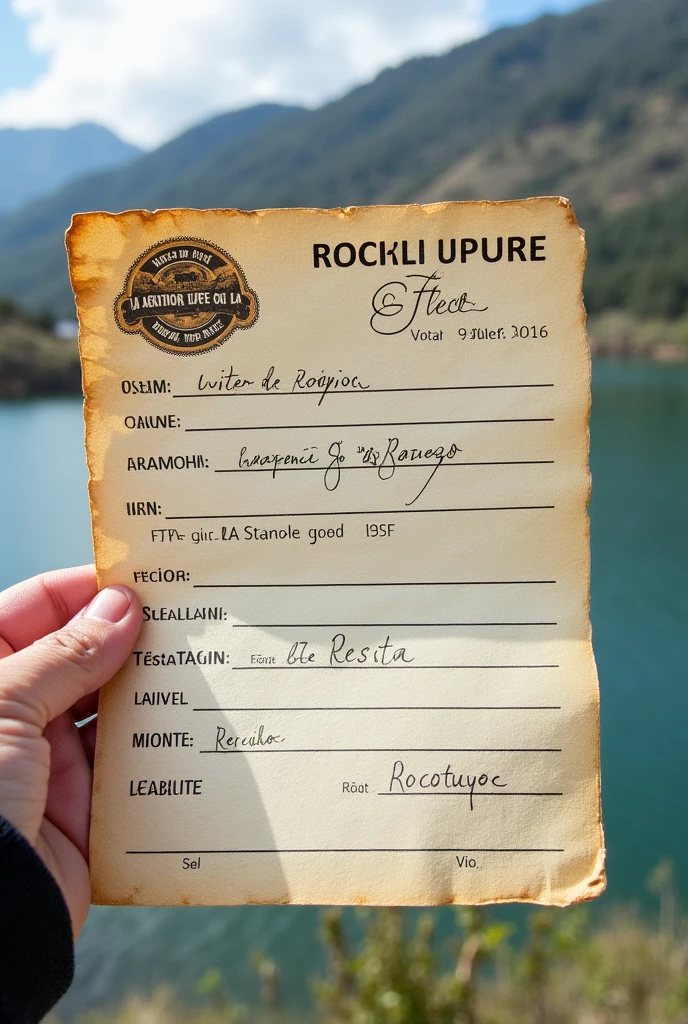 I want a receipt indicating the place of travel to the Rocotuyoc lagoon that is in the Spanish language and that is in the first person and for an amount of 70 soles all in Spanish 