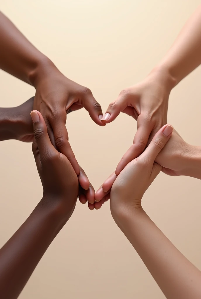 5 hands forming a heart
