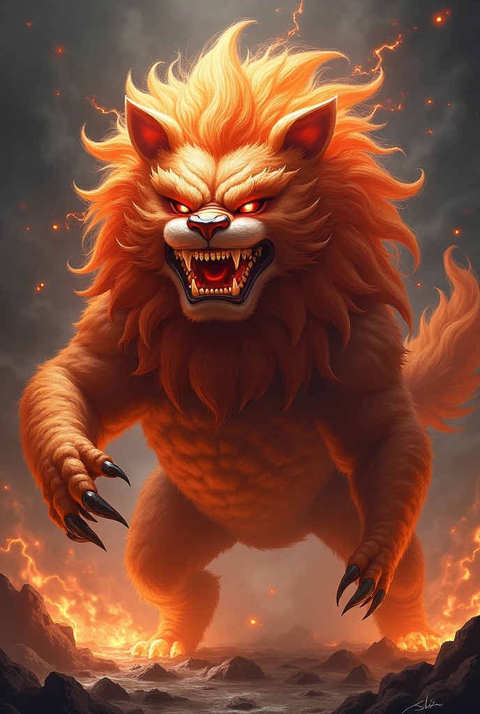 a Foo Dog, lion-maned, hell keeper