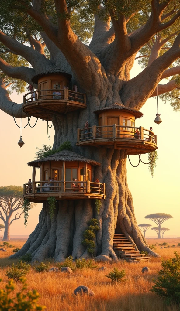 Tree house with 4 rooms on baobab tree at africa