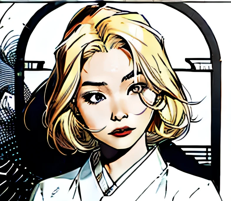 Asian woman in her 40s with blonde bob hair