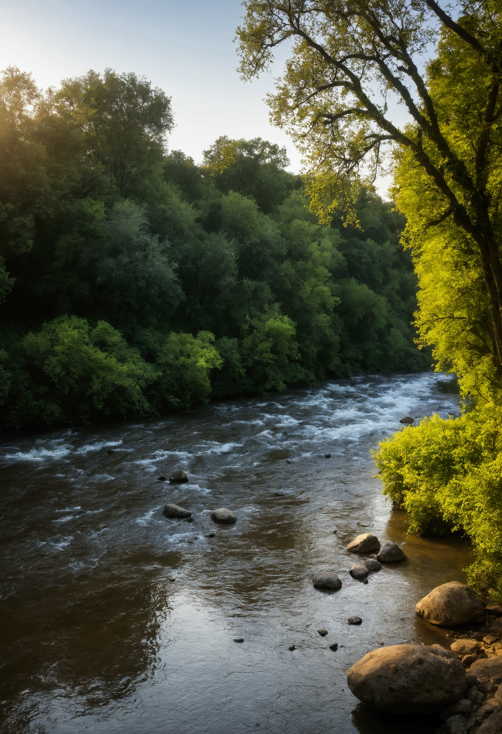 A white hours in front of a river 