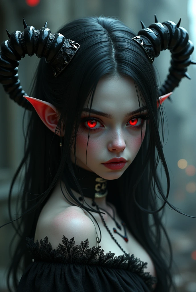 vampire girl with twisted horns