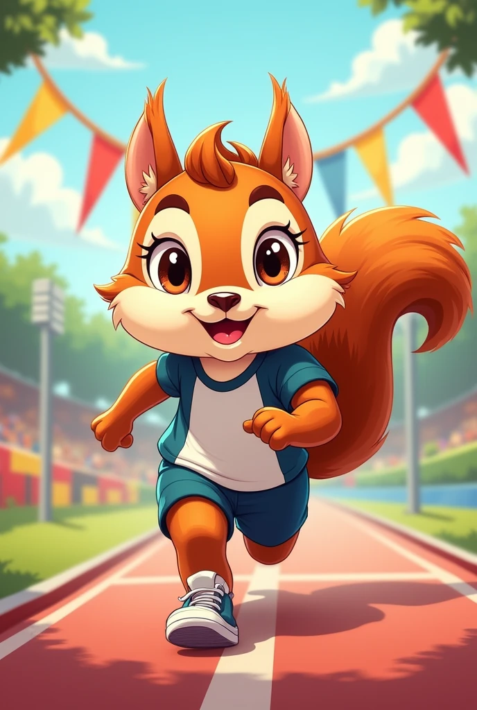 A cute squirrel mascot for school olympics 2D squirrel athlete running

 
