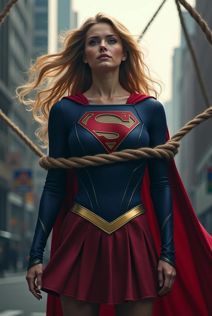 A rope tightens around Supergirl’s neck. 