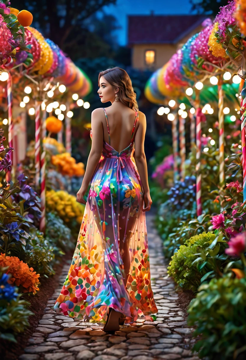 
a detailed photo of Minynaranja in a sheer colorful gown without underwear, strolling through a candy land garden in full bloom on a moonlit night, sultry poses, mainly viewed from behind, best quality,4k,8k,highres,masterpiece:1.2,ultra-detailed,realistic,photo-realistic:1.37,HDR,UHD,studio lighting,ultra-fine painting,sharp focus,physically-based rendering,extreme detail description,professional,vivid colors,bokeh,portrait
