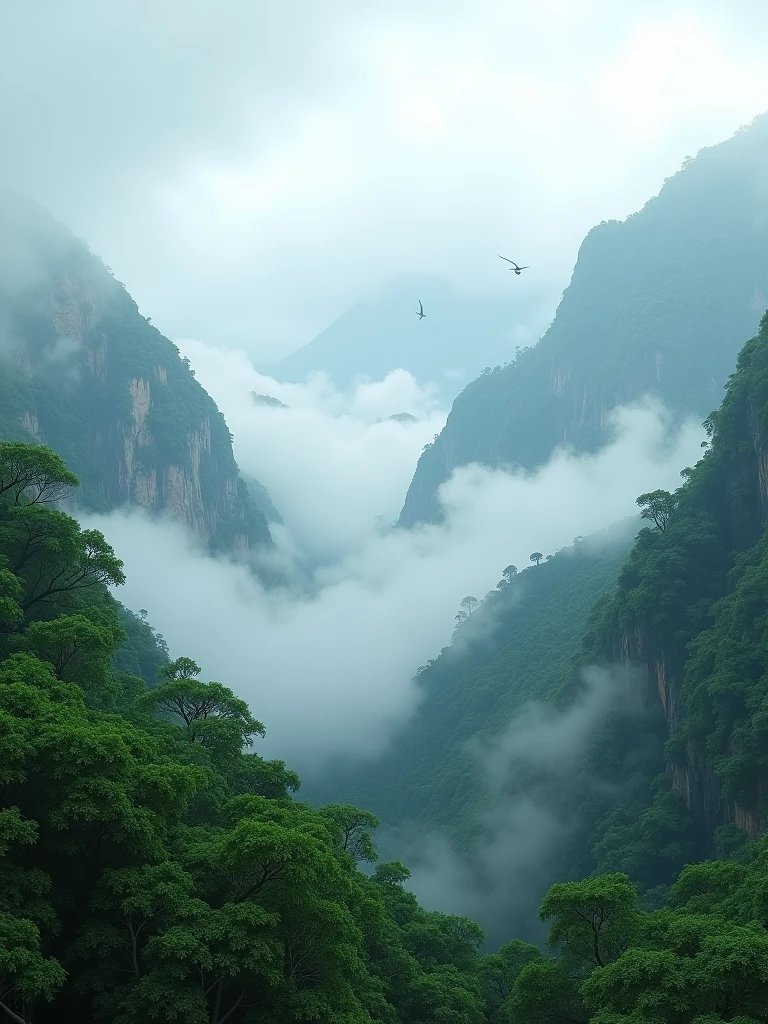 Experience the serene ambiance of a lush, foggy mountain landscape in the heart of the monsoon season, brought to life with breathtaking Ultra HD clarity.