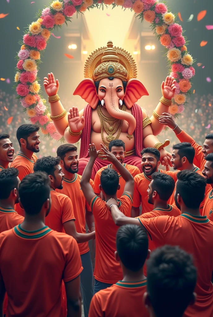 Proper ganpati Decoration on Indian cricket team celebrating the world cup