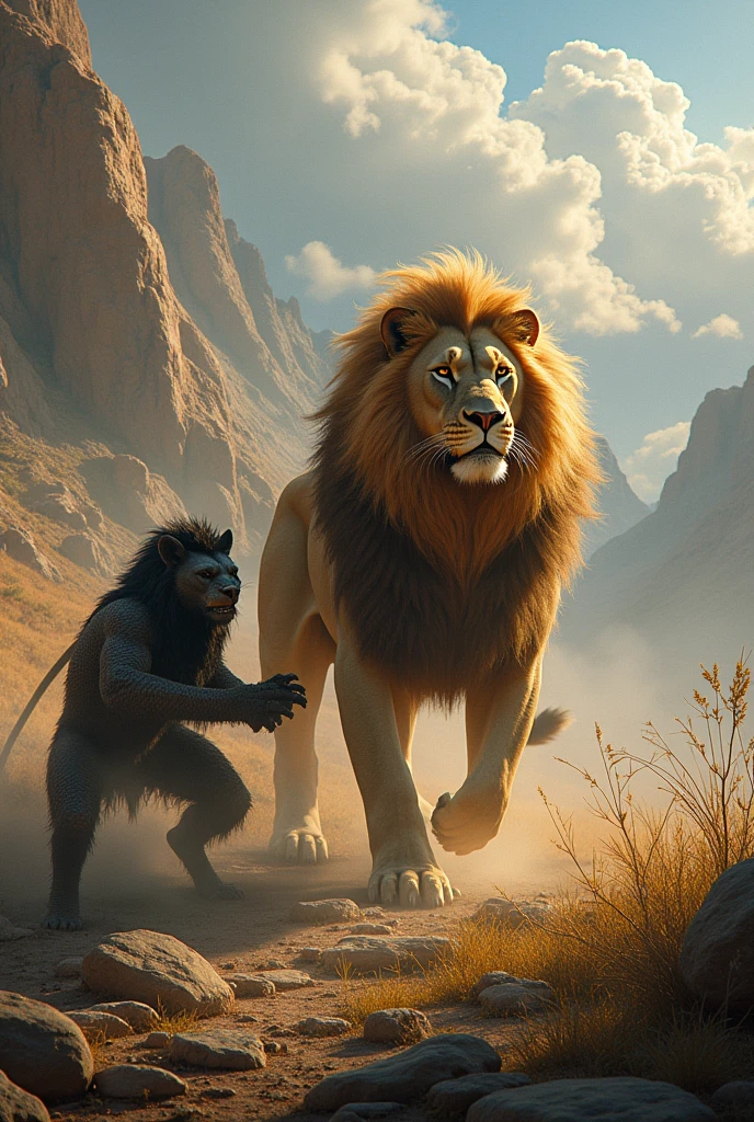 Perfect face, cute girl, big breasts, brown hair, white skin, 22 year old, completely butt naked, bowing front of a huge lion statue, centre of the jungle, back view