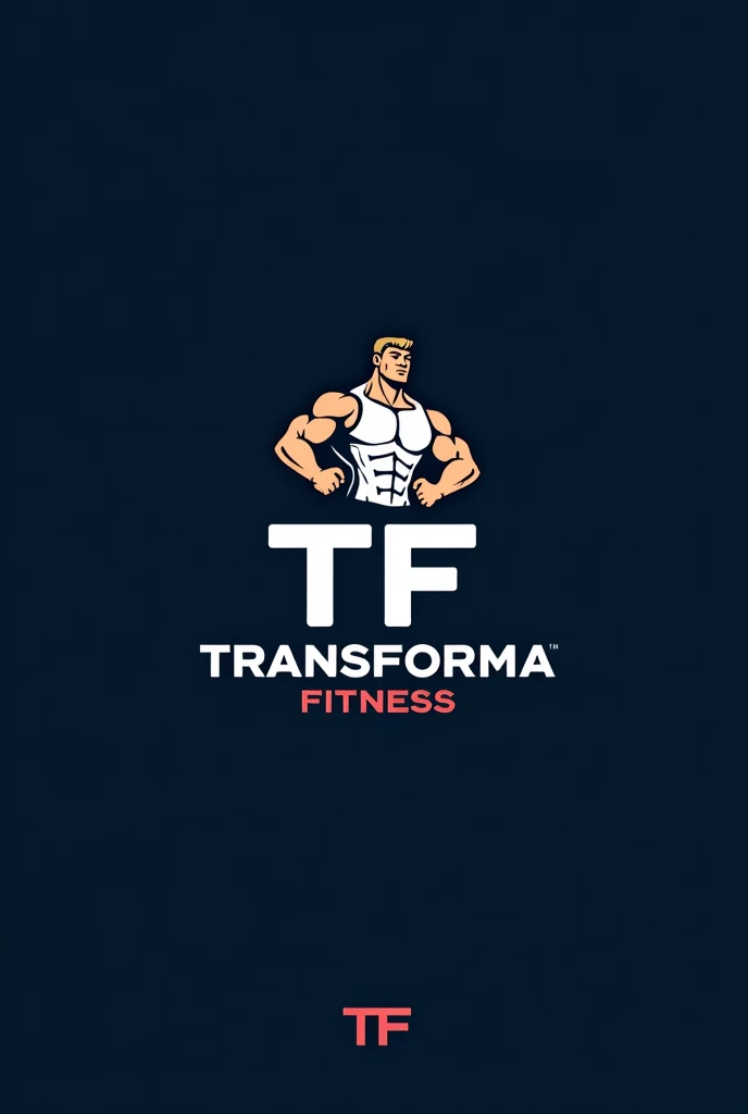 Give me a logo for an Instagram profile focused on selling gym products such as supplements, training tips etc with the name of transforma fitness with dark blue colors And something that refers to physical exercises such as gym and well-being more beautiful just with the initials with a gym mascot