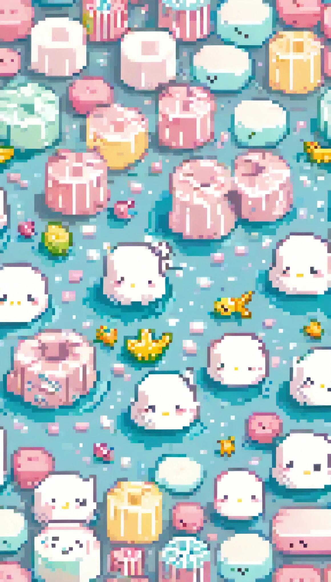 Cute Marshmallows and the sea Colourful Pastel