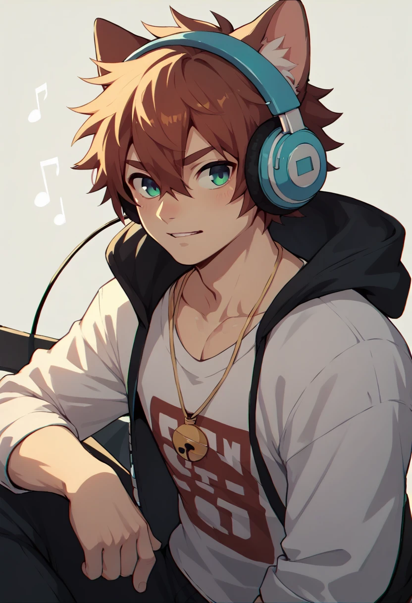 Wearing headphones,Cat Man,
